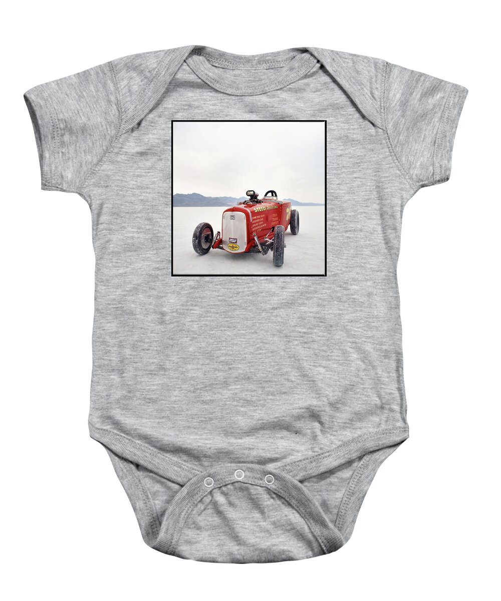Bonneville Baby Onesie featuring the photograph 76, the Sadd, Teague and Bentley Roadster by Andy Romanoff