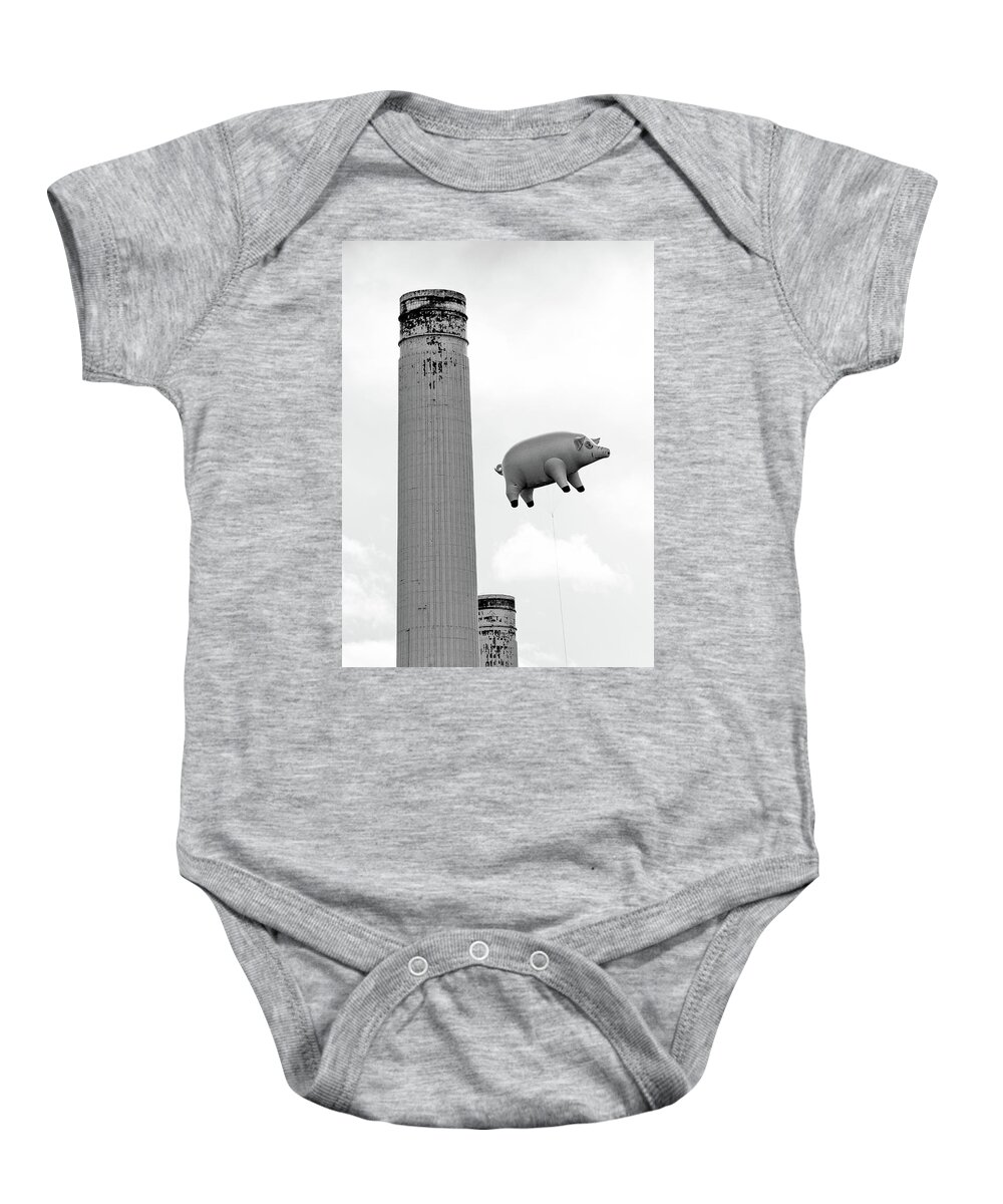 Dawn Oconnor Baby Onesie featuring the photograph Pink Floyd Pig at Battersea #9 by Dawn OConnor