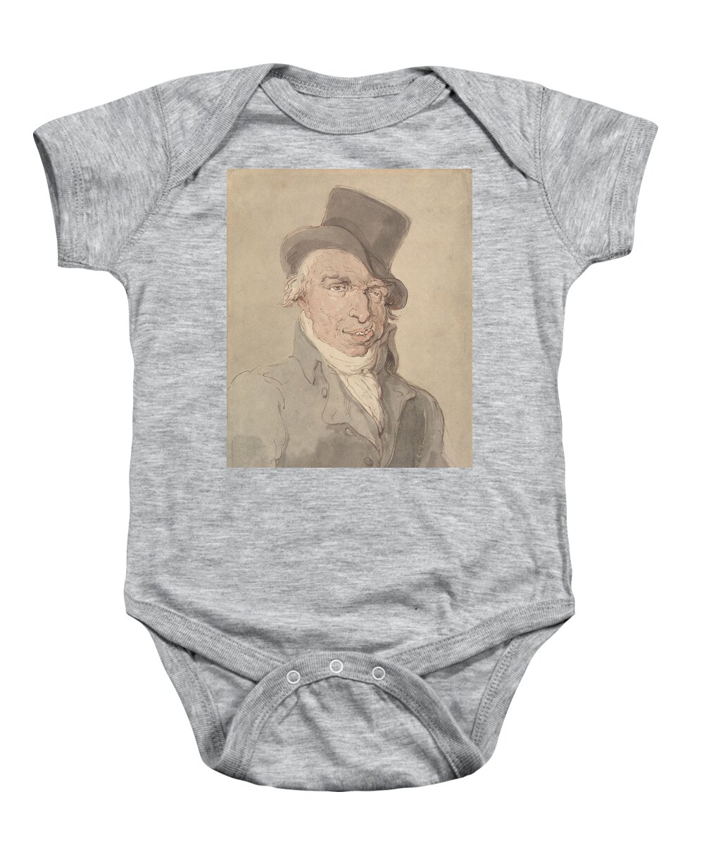 19th Century Art Baby Onesie featuring the drawing A Sporting Cove by Thomas Rowlandson