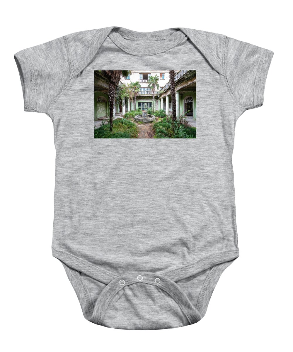 Abandoned Baby Onesie featuring the photograph Abandoned Garden with Palm Trees by Roman Robroek
