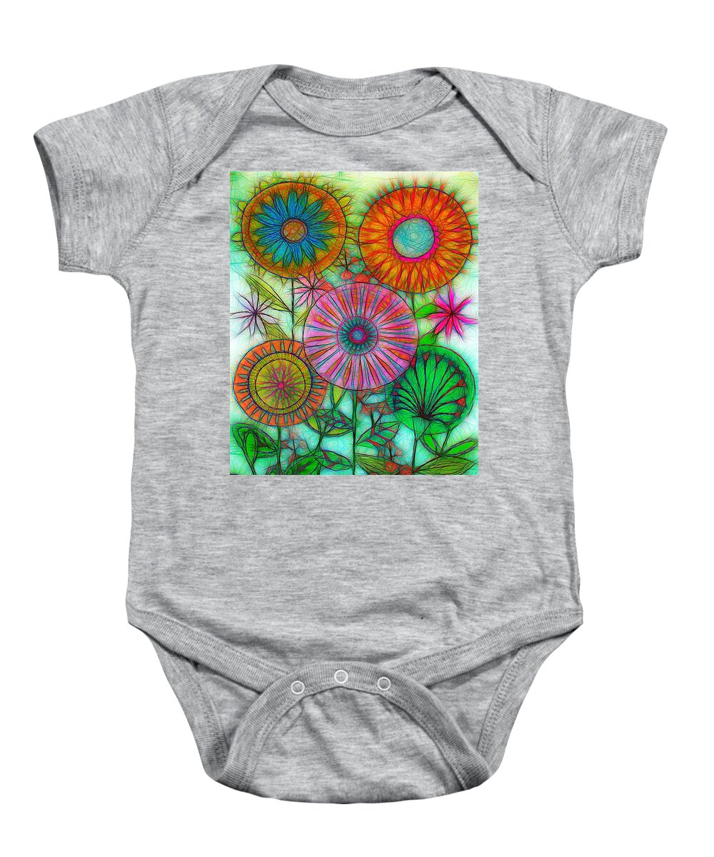  Baby Onesie featuring the photograph Abstract 50s Mod Flowers by Mark J Dunn