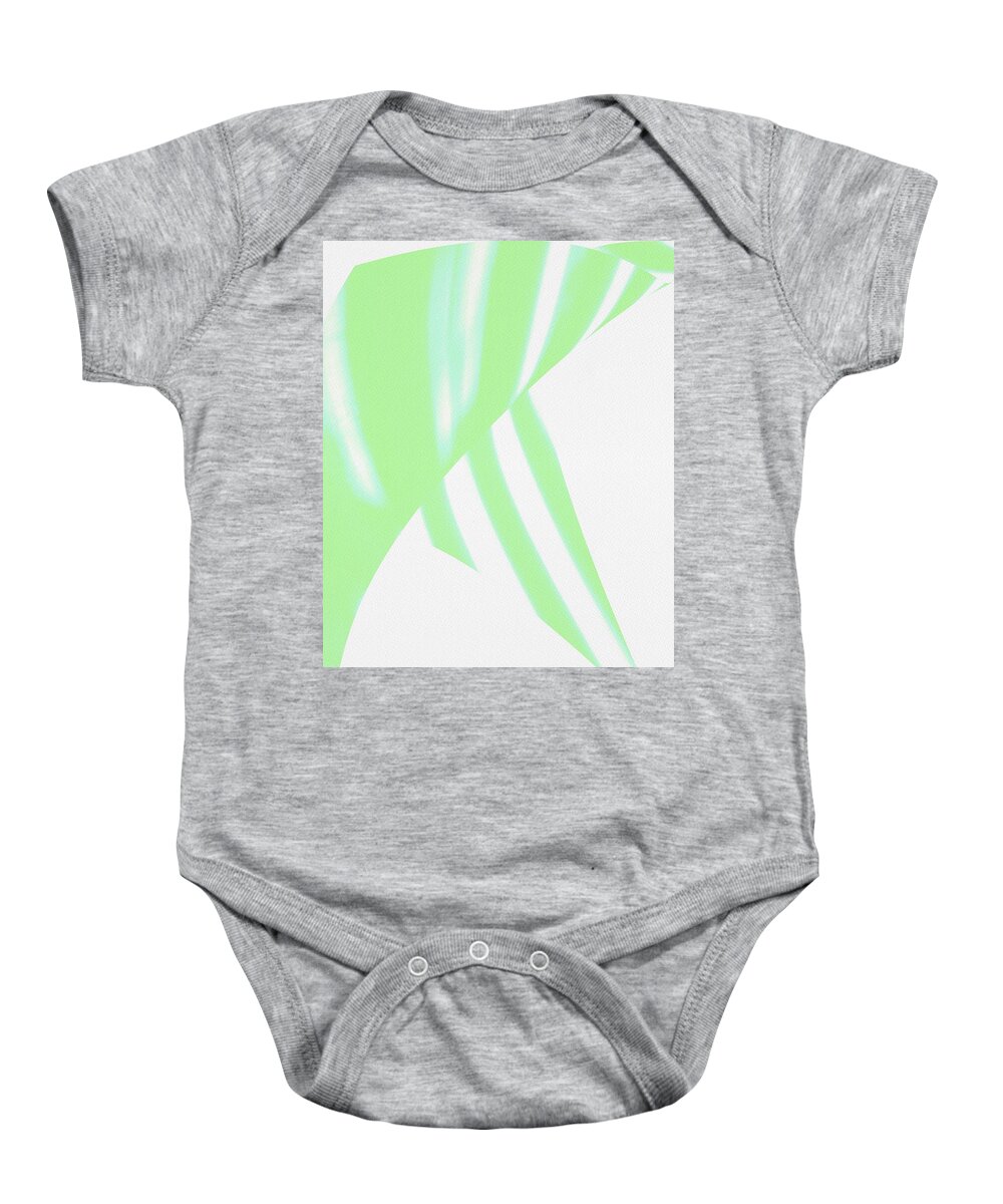 Abstract Baby Onesie featuring the photograph Abstract Art Tropical Blinds Move Green textured background by Itsonlythemoon -