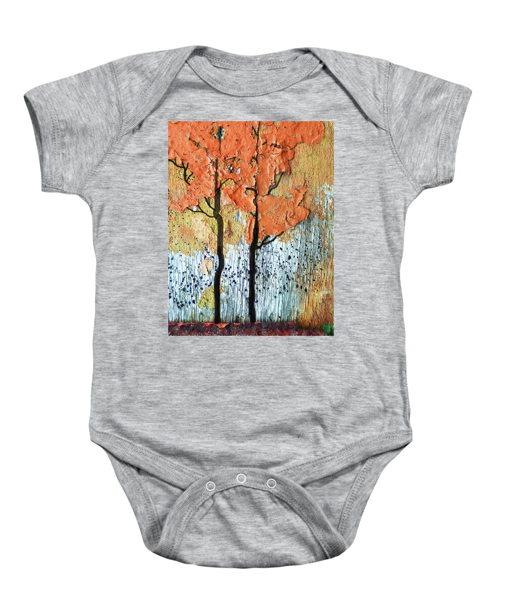 Abstract Baby Onesie featuring the painting Abstract Fall Trees 300 by Sharon Williams Eng