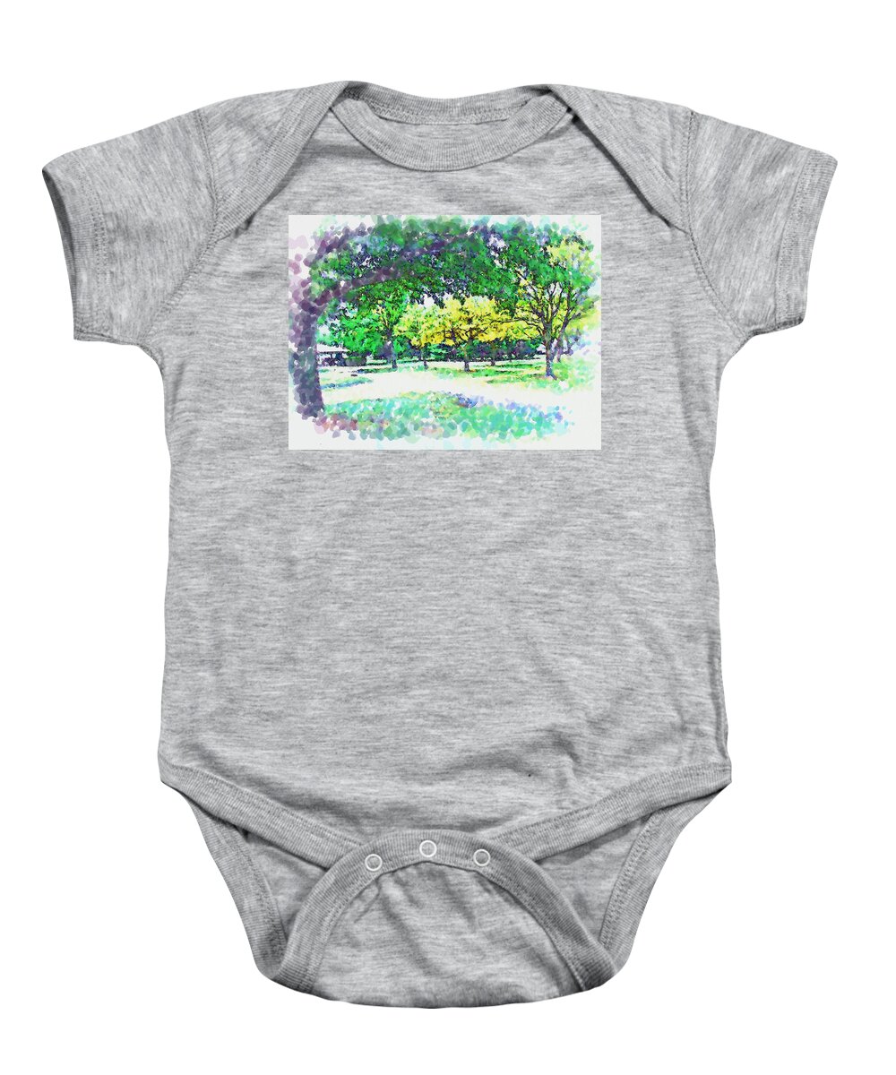 Park Baby Onesie featuring the mixed media Afternoon in the Park by Christopher Reed