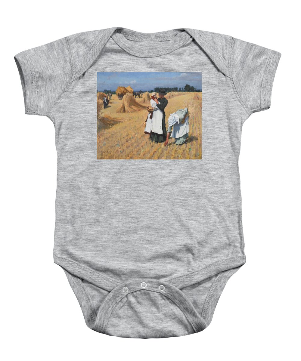 Girl Baby Onesie featuring the painting Alexander Mann - The Gleaners 1889 by Celestial Images