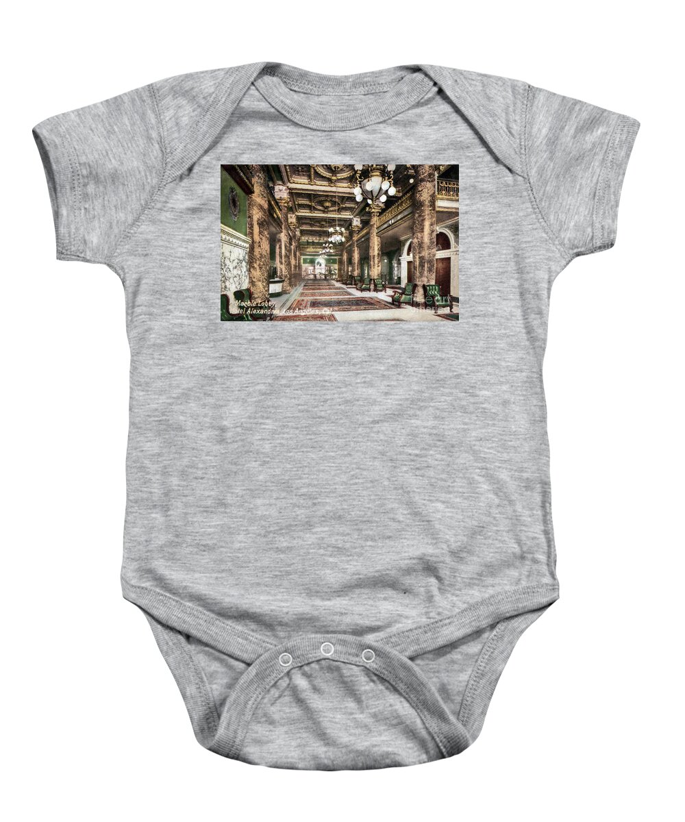 Haunted By History Baby Onesie featuring the photograph Alexandria Hotel Main Lobby by Sad Hill - Bizarre Los Angeles Archive