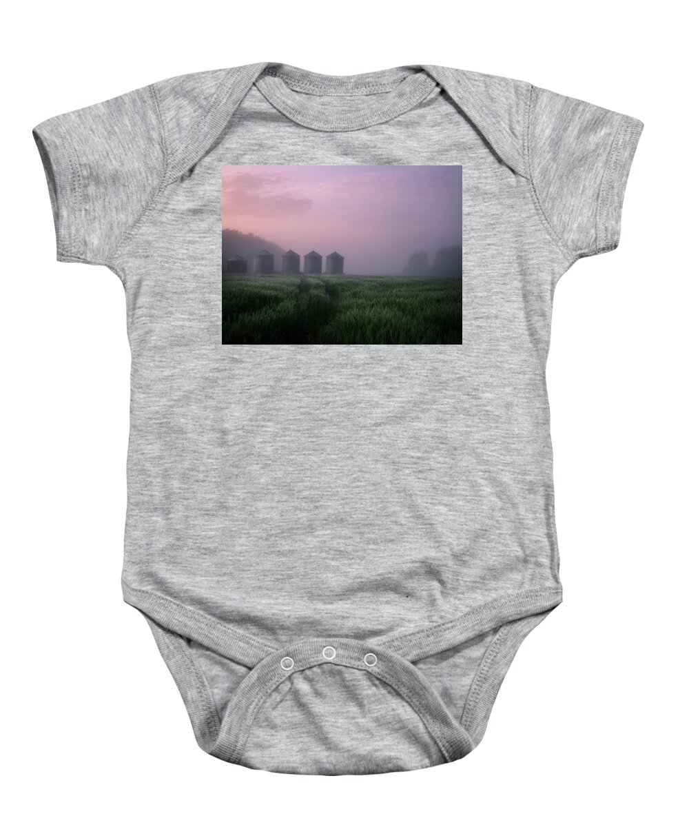 Grain Silos Baby Onesie featuring the photograph All in a Row by Dan Jurak