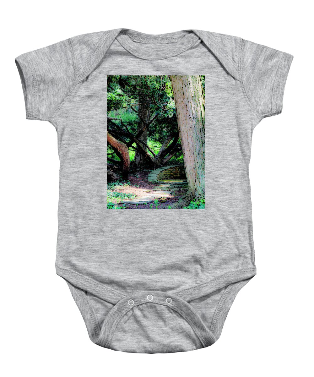 Garden Baby Onesie featuring the photograph Down a Garden Path by Diane Lindon Coy