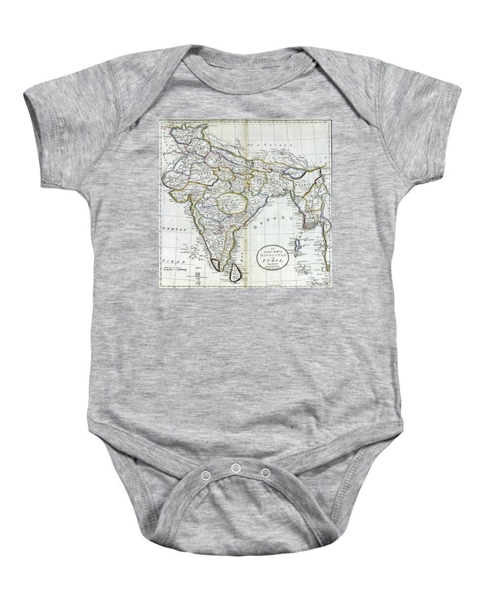 India Baby Onesie featuring the photograph Antique map of India  by Steve Estvanik
