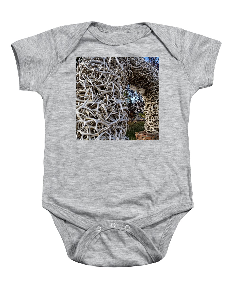 Antler Arch Square Baby Onesie featuring the photograph Antler Arch Jackson Hole by Shirley Mitchell