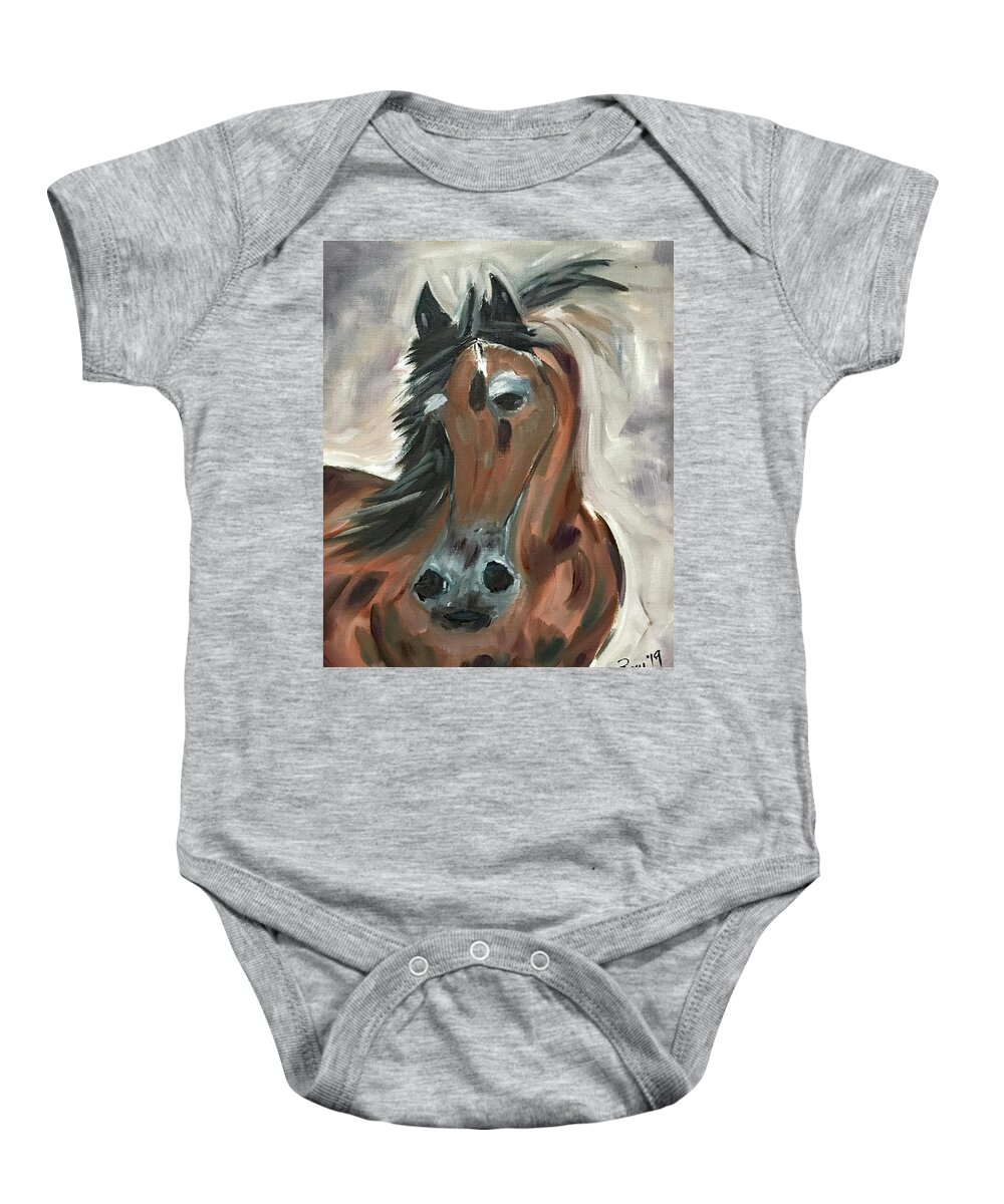 Horse Baby Onesie featuring the painting Arabian Beauty by Roxy Rich