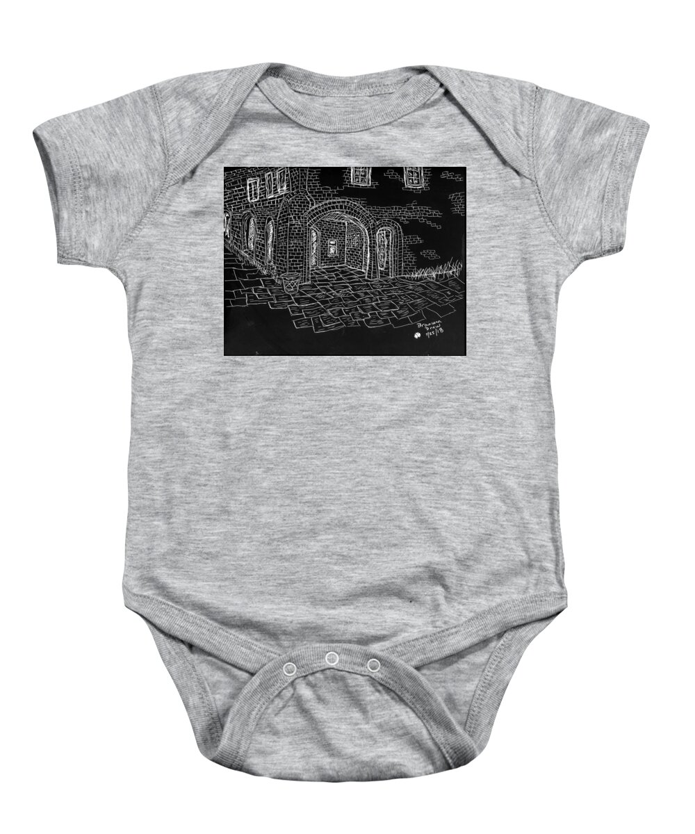 Arches Baby Onesie featuring the drawing Archways by Branwen Drew