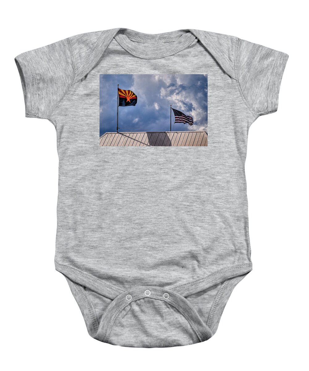 Arizona Baby Onesie featuring the photograph Arizona and US Flags by Chance Kafka