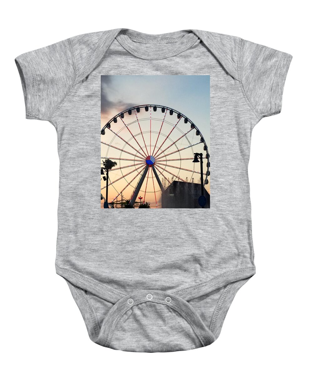 Ferris Wheel Baby Onesie featuring the photograph Around We Go by Kelly Thackeray