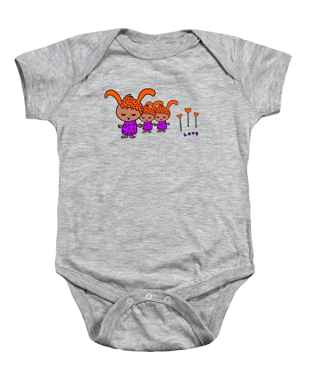 Love Baby Onesie featuring the digital art Cute Alien Family from the Love Planet by Barefoot Bodeez Art