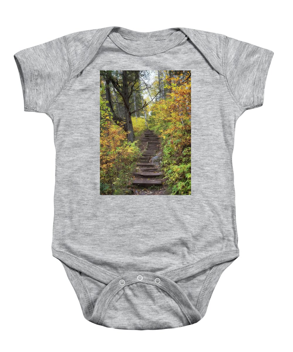 Autumn Baby Onesie featuring the photograph Autumn Ascension at Jay Cooke State Park by Susan Rissi Tregoning