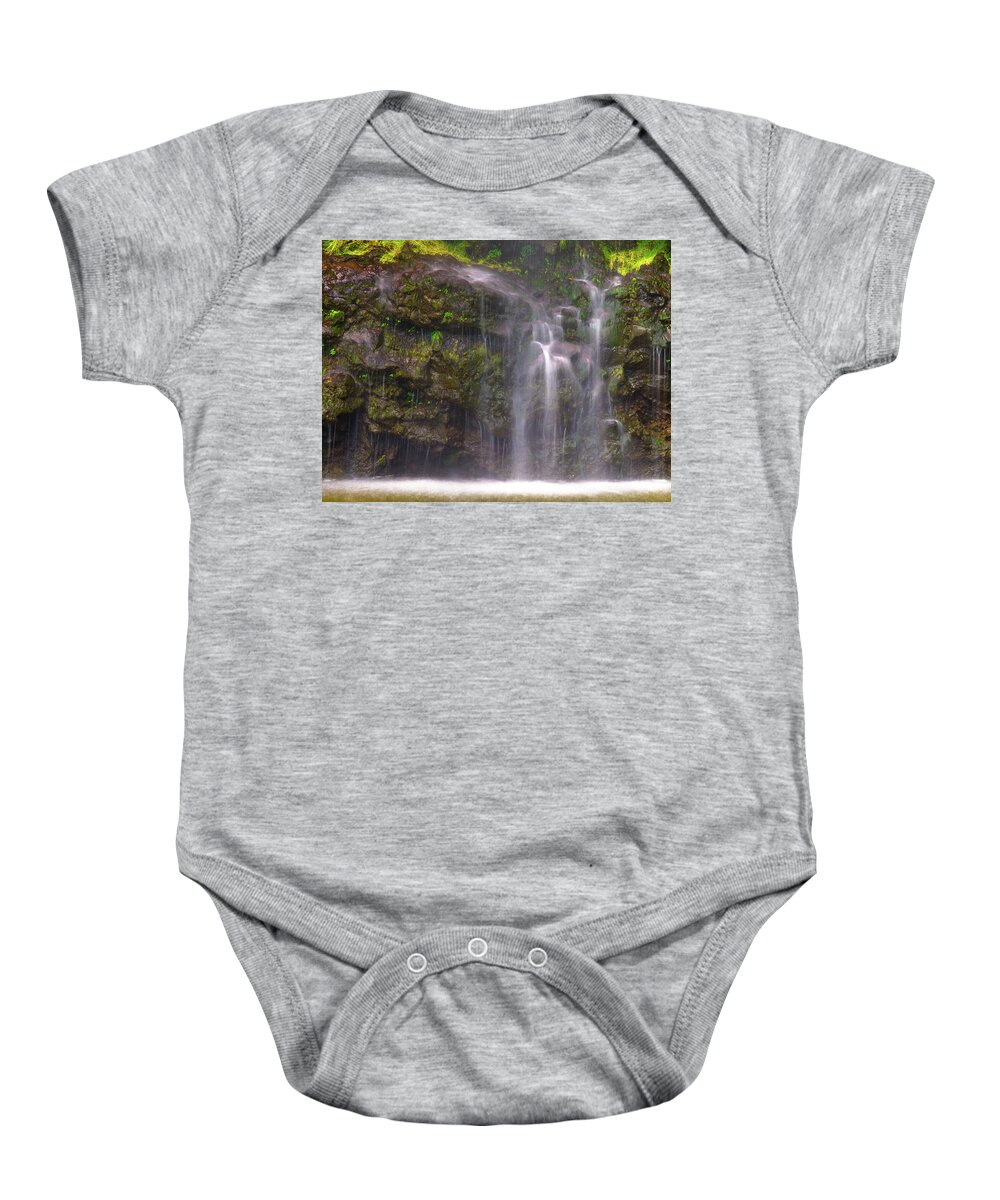 Maui Baby Onesie featuring the photograph Base of Waimoku Falls by Christopher Johnson