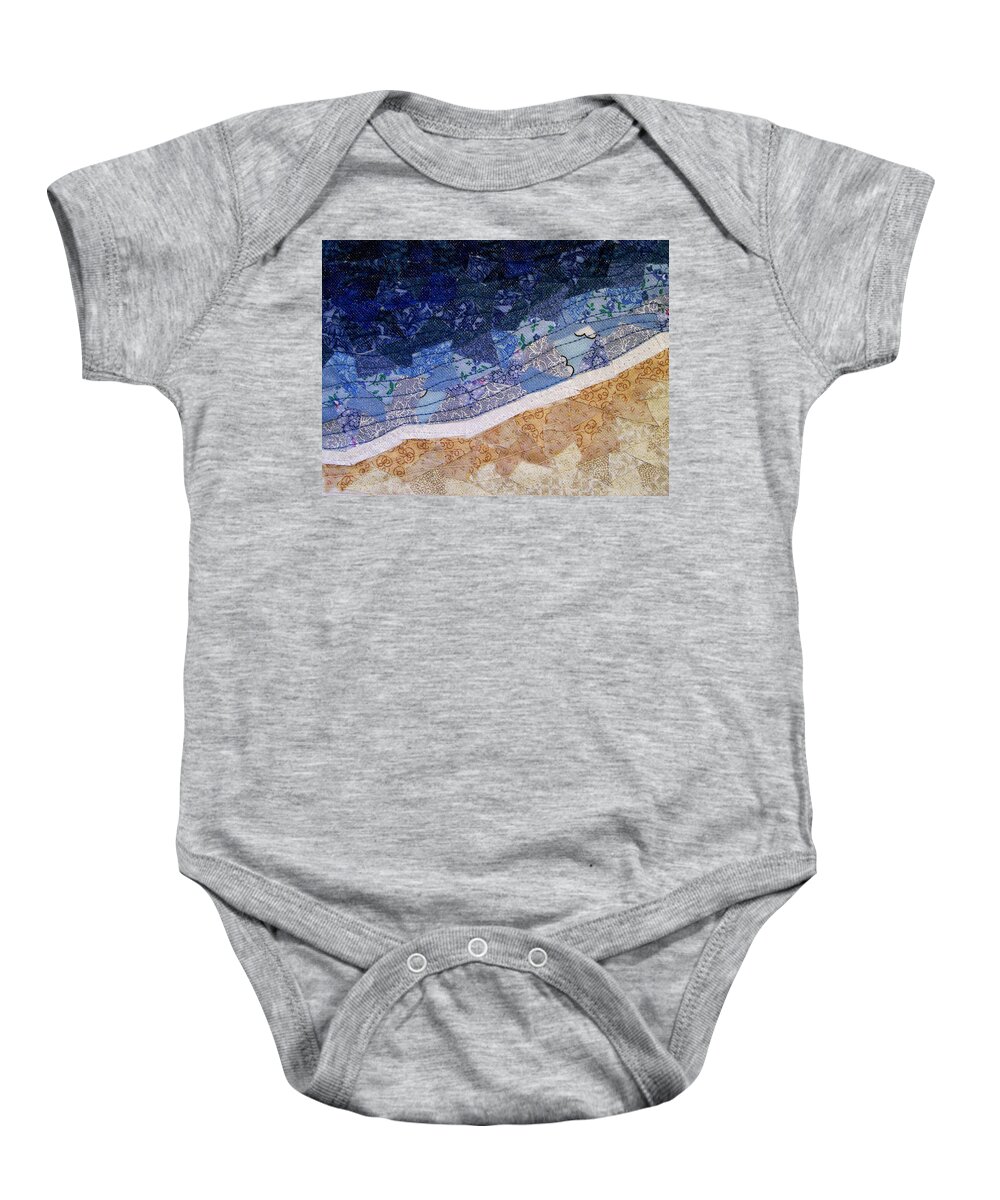 Fiber Art Baby Onesie featuring the tapestry - textile Beach by Pam Geisel