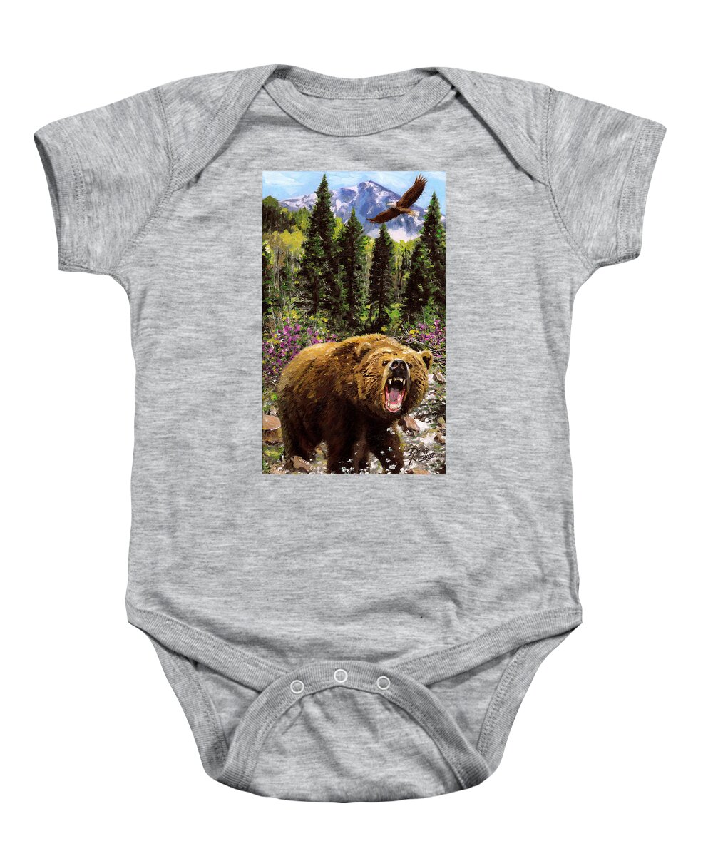 Bear Necessities Digital Painting By Doug Kreuger Baby Onesie featuring the painting Bear Necessities IV by Doug Kreuger
