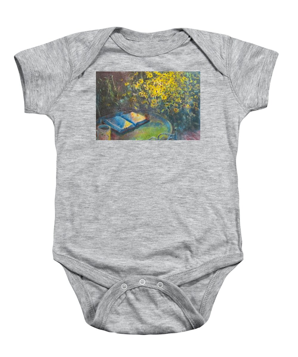 Bible Baby Onesie featuring the painting Black-Eyed Susans and Bible Study by ML McCormick