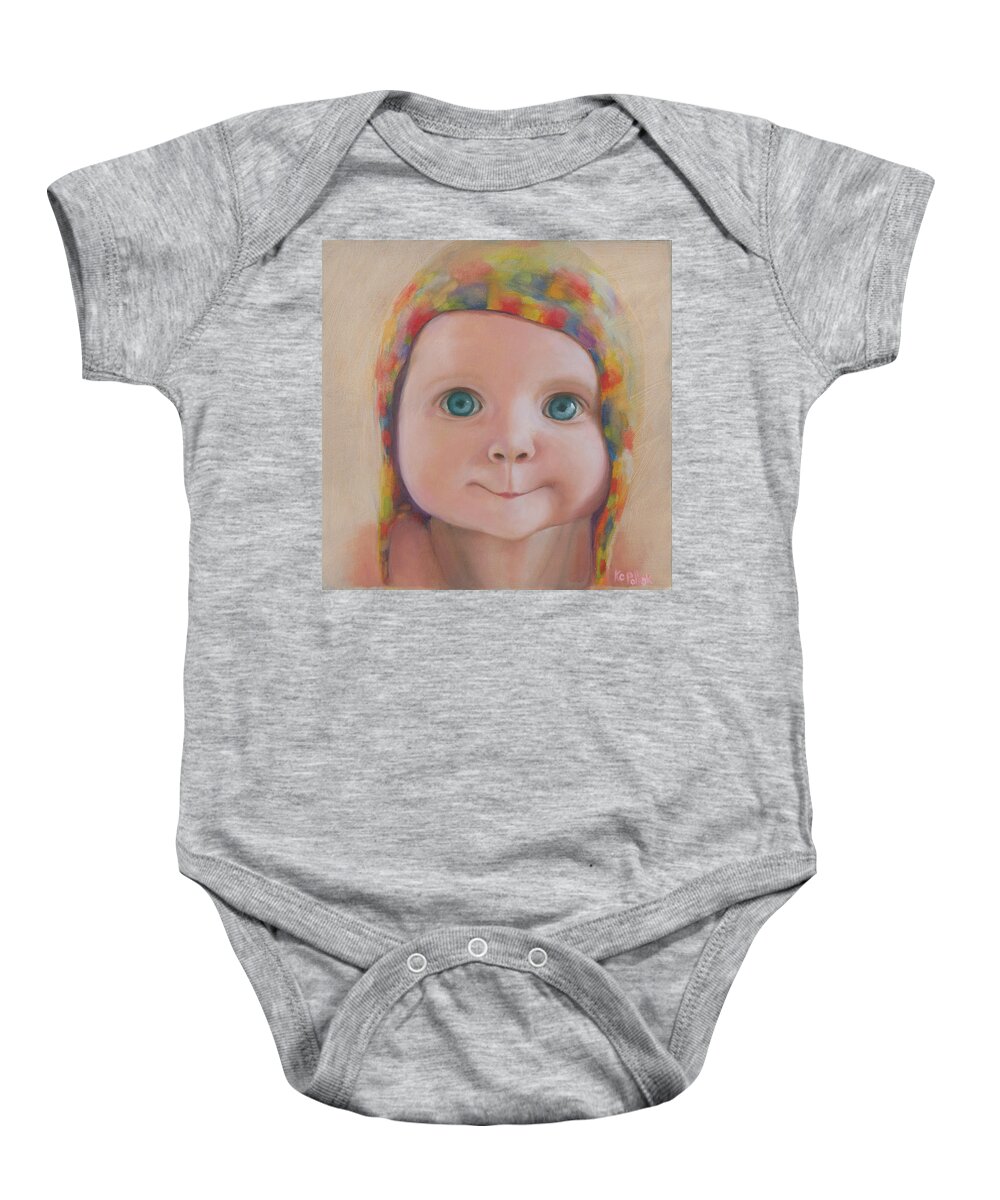 Oil Baby Onesie featuring the painting Blue Eyes by KC Pollak