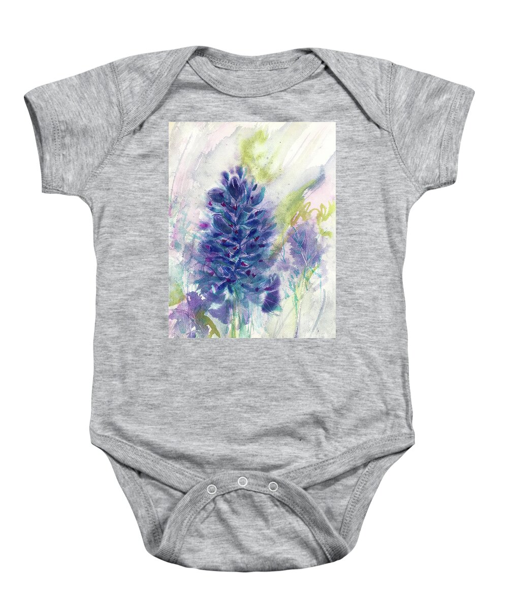 Texas Landscape Baby Onesie featuring the painting Bluesy Do by Francelle Theriot