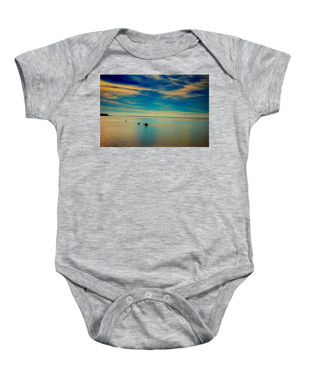 Boaters On The Sound Prints Baby Onesie featuring the photograph Boaters On The Sound by John Harding
