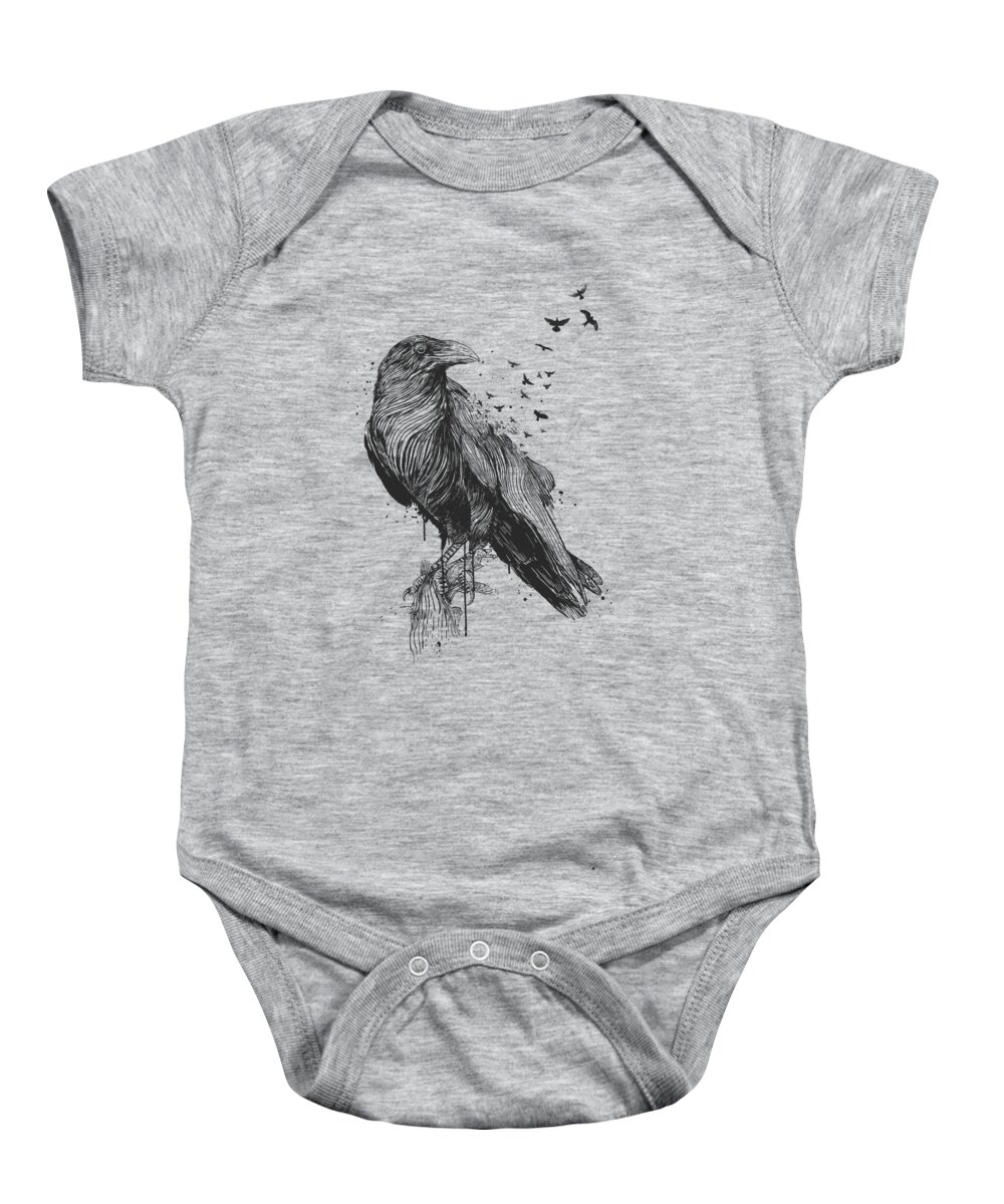 Bird Baby Onesie featuring the drawing Born to be free by Balazs Solti