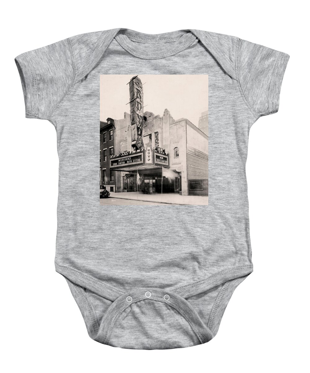 Interference Baby Onesie featuring the photograph Boyd Theater by E C Luks
