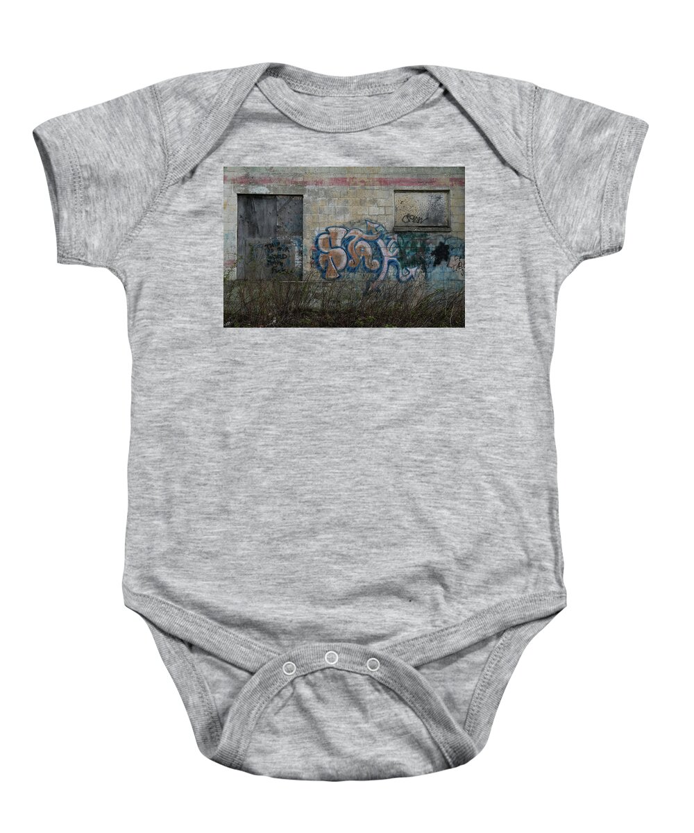 Decay Baby Onesie featuring the photograph brcokville wall III by Kreddible Trout