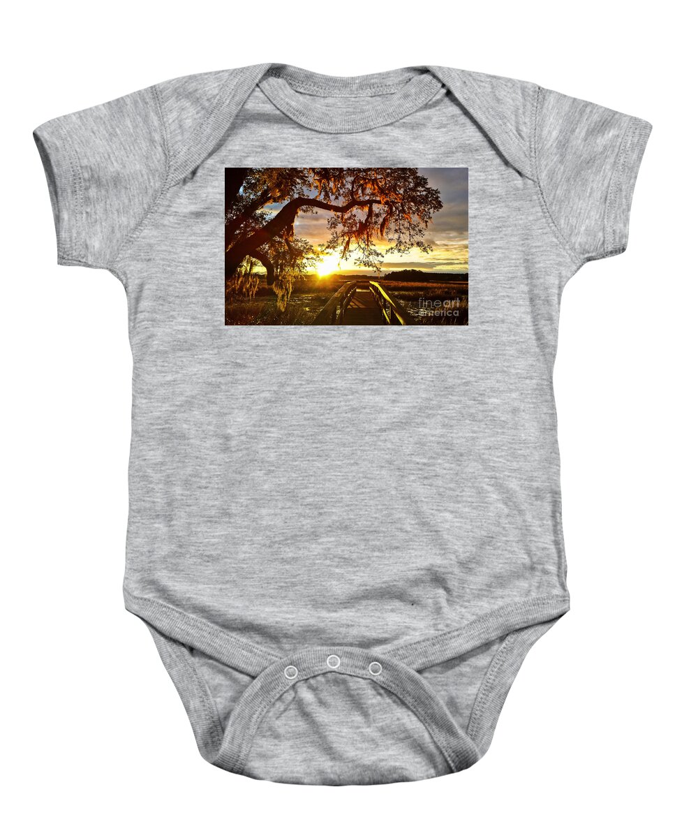 Johns Island Baby Onesie featuring the photograph Breaking Sunset by Robert Knight