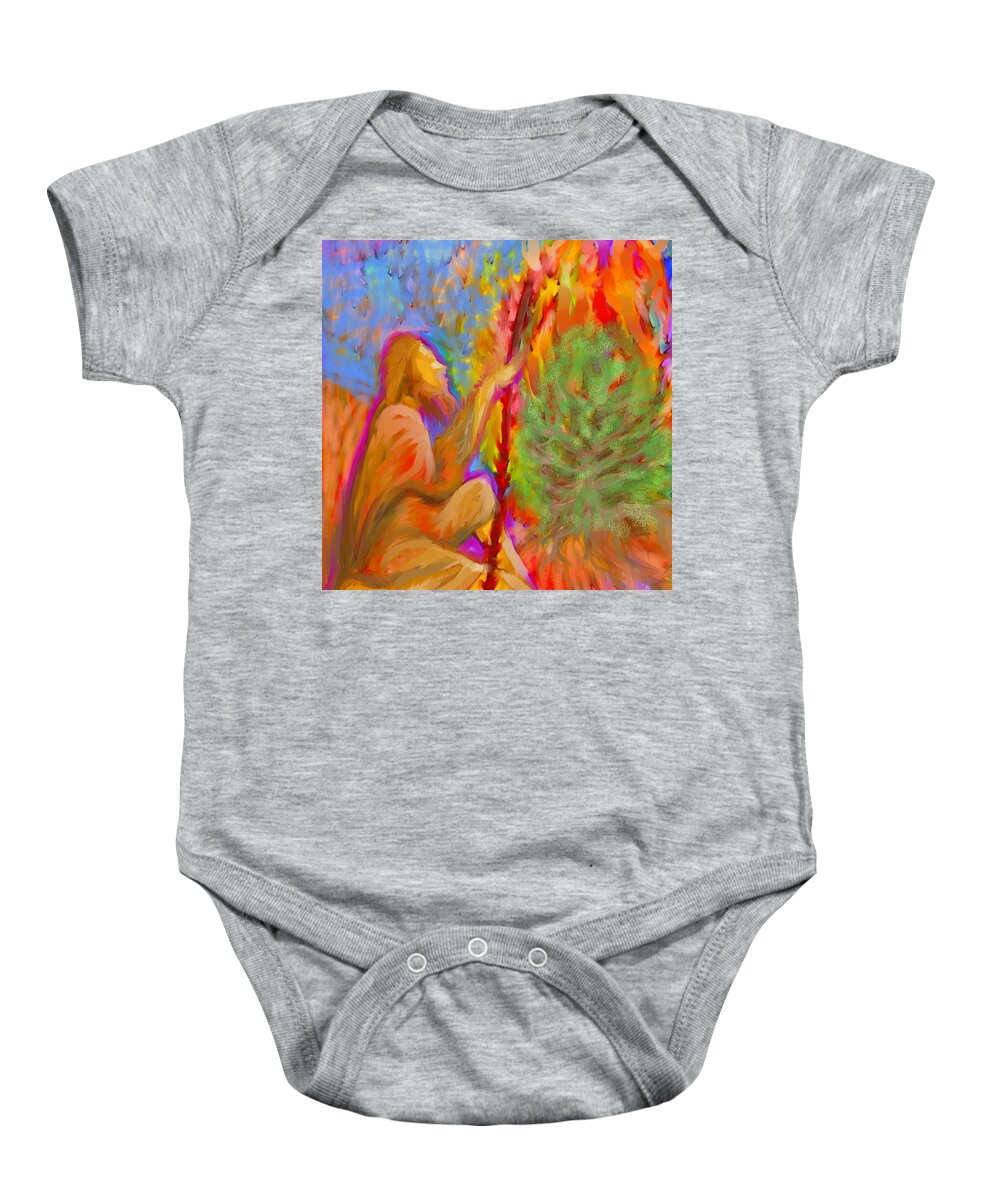 Yhwh Baby Onesie featuring the painting Burning Bush of YHWH by Hidden Mountain