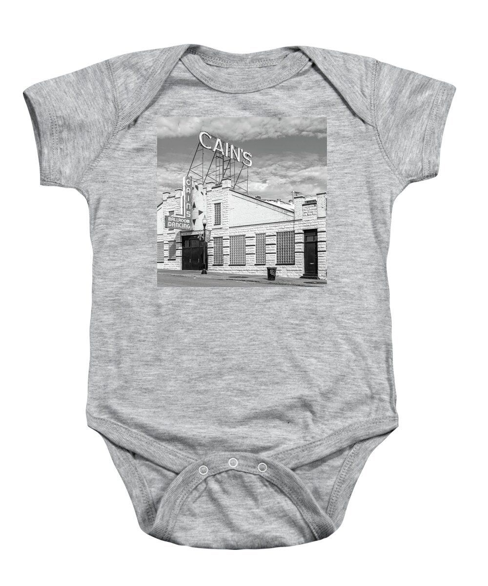 Cains Baby Onesie featuring the photograph Cains Ballroom by Bert Peake