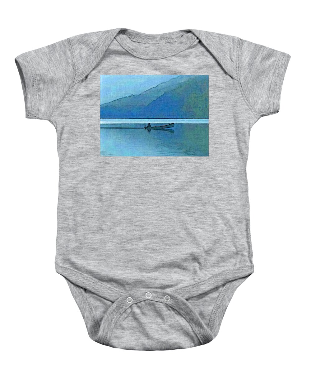 Canoe Baby Onesie featuring the photograph Canoe on Lake by Robert Bissett