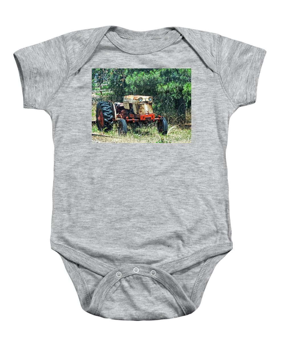 Tractor Baby Onesie featuring the photograph Case Tractor Yard Art by DK Digital