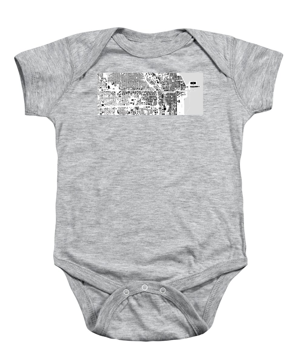 City Baby Onesie featuring the digital art Chicago building map by Christian Pauschert