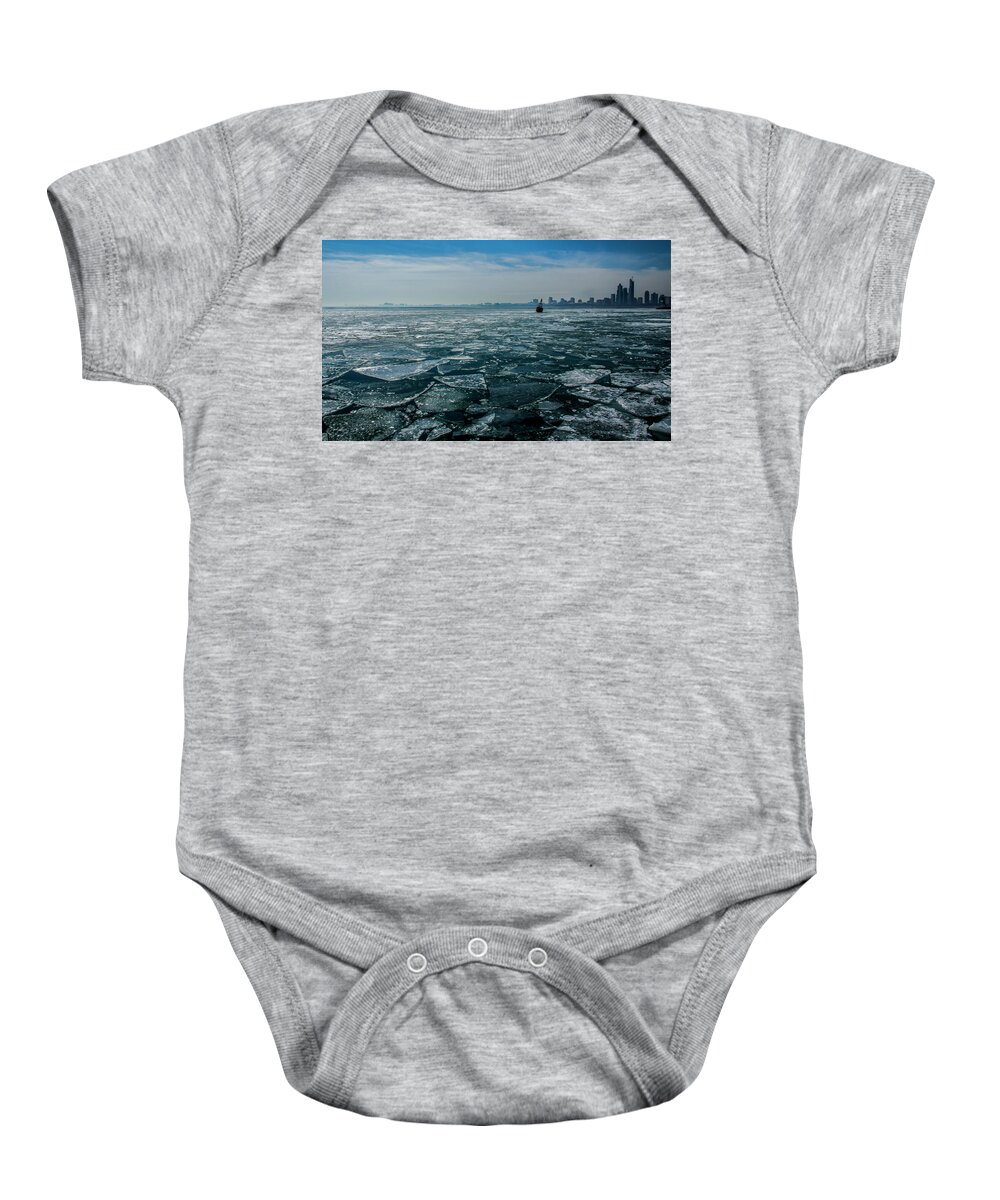 Chicago Baby Onesie featuring the photograph Chicago in winter by Stuart Manning