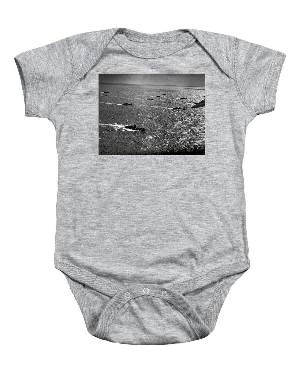1940s Baby Onesie featuring the photograph Coast Guard LCIs Arrive Home by Underwood Archives