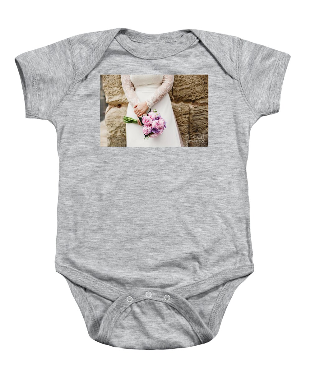 Anniversary Baby Onesie featuring the photograph Colorful bridal bouquets with flowers by Joaquin Corbalan
