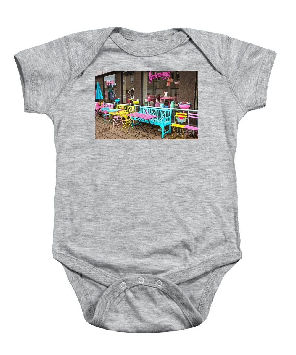 Cafe Baby Onesie featuring the photograph Colorful Cafe in Svolvaer by Eva Lechner