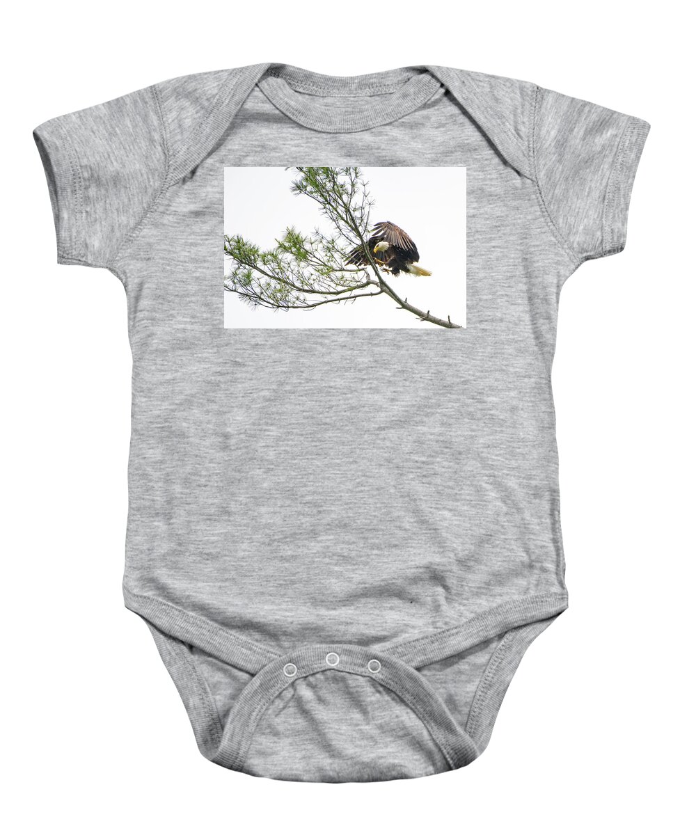 Bald Eagle Baby Onesie featuring the photograph Coming in for a Landing by Robert J Wagner