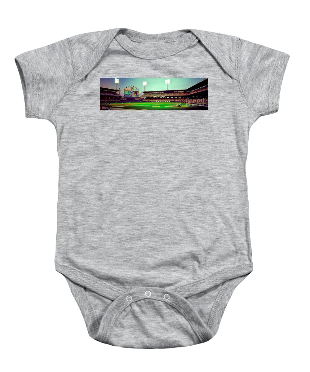 Comiskey Baby Onesie featuring the photograph Comiskey Park third and home by Tom Jelen