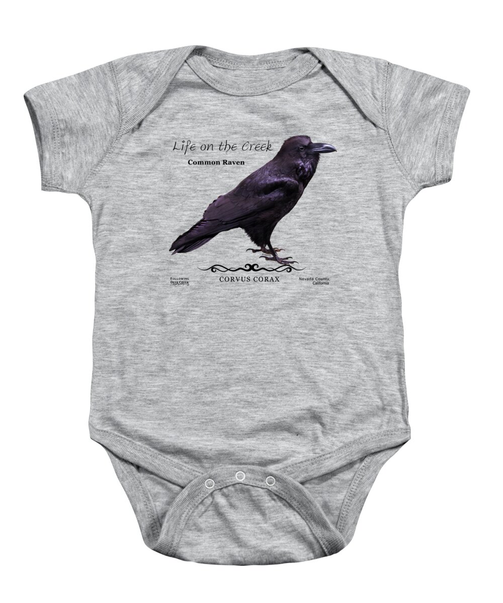 Bird Baby Onesie featuring the digital art Common Raven by Lisa Redfern