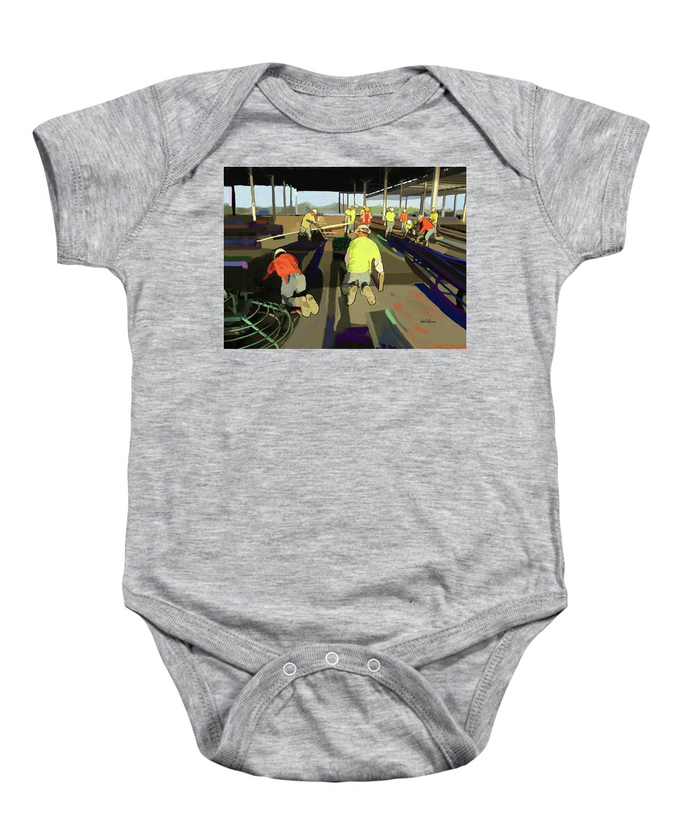 Concrete Baby Onesie featuring the painting Concrete Morning Pour by Brad Burns