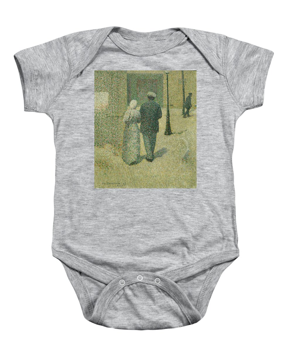 Charles Angrand Baby Onesie featuring the painting Couple dans la rue, 1887 Couple in a street. Canvas, 38,5 x 33 cm R.F. 1977-27. by Charles Angrand