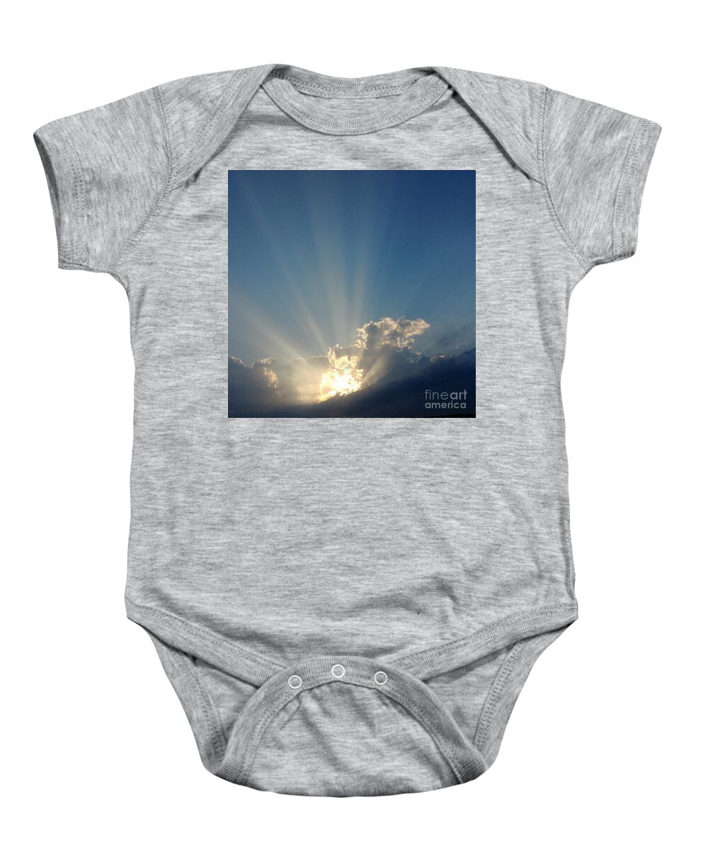 Sunrays Baby Onesie featuring the photograph Crepiscular rays by Karin Ravasio