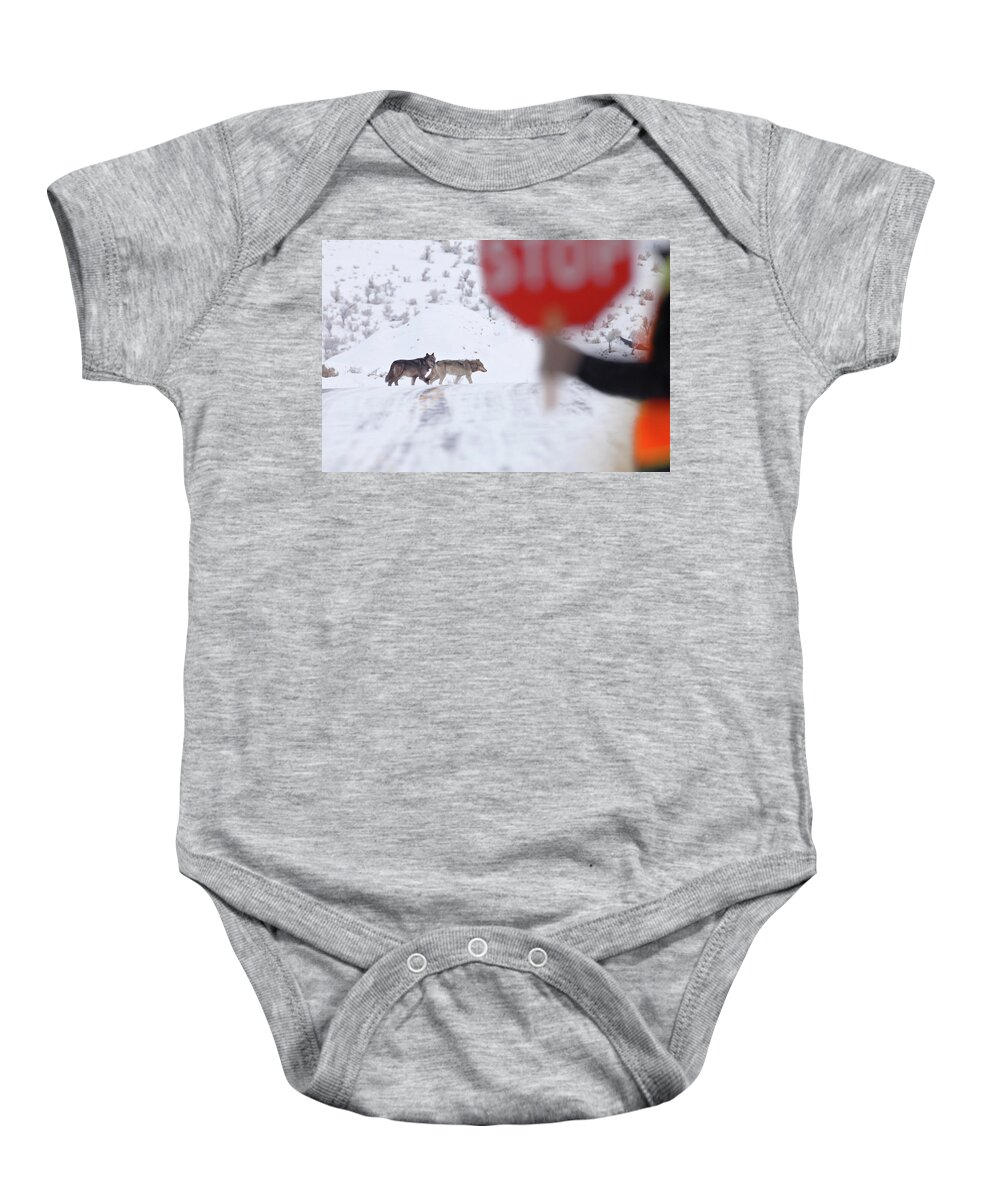 Yellowstone Baby Onesie featuring the photograph Crossing Guard by Eilish Palmer