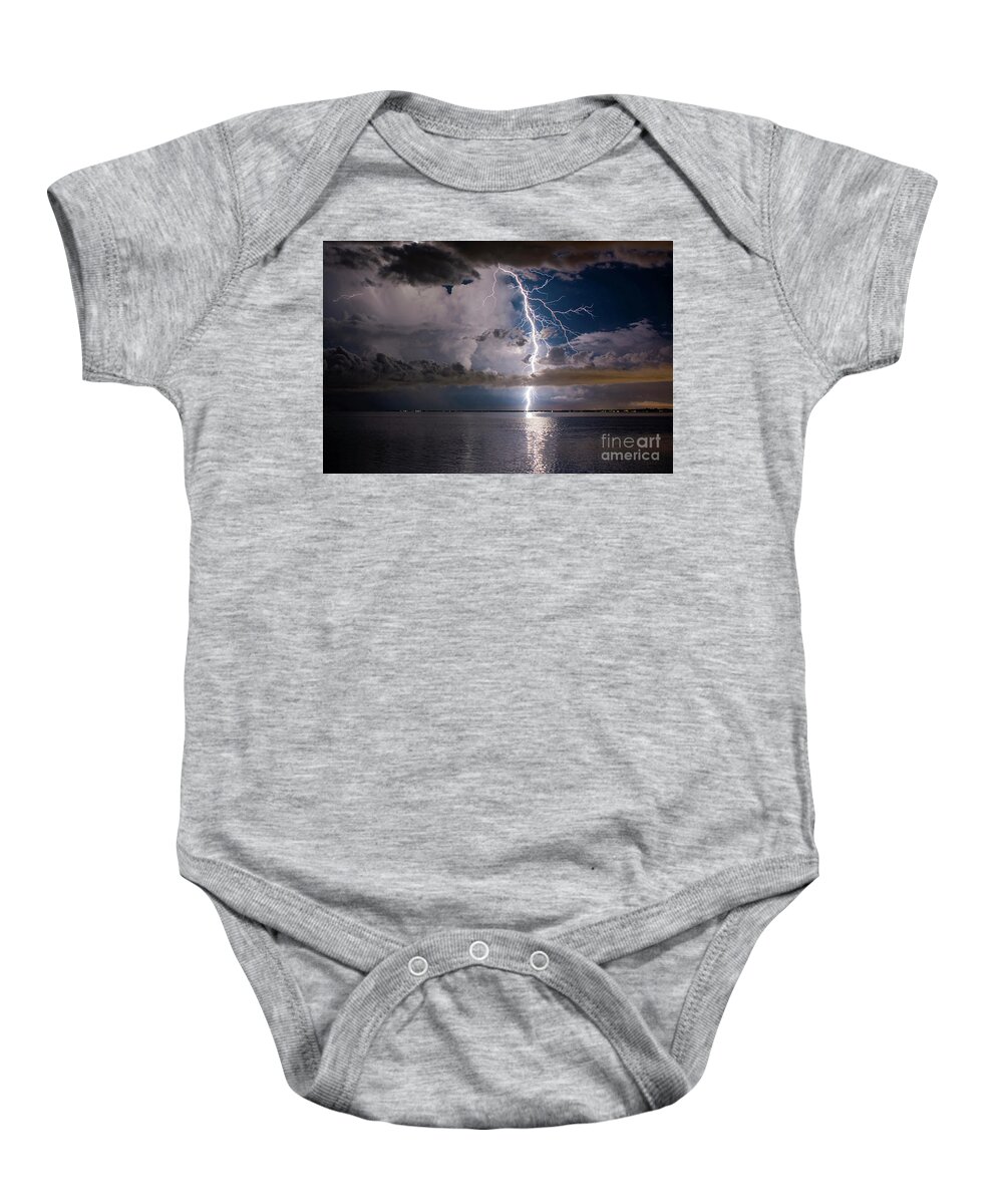 Lightning Baby Onesie featuring the photograph The Dream #1 by Quinn Sedam