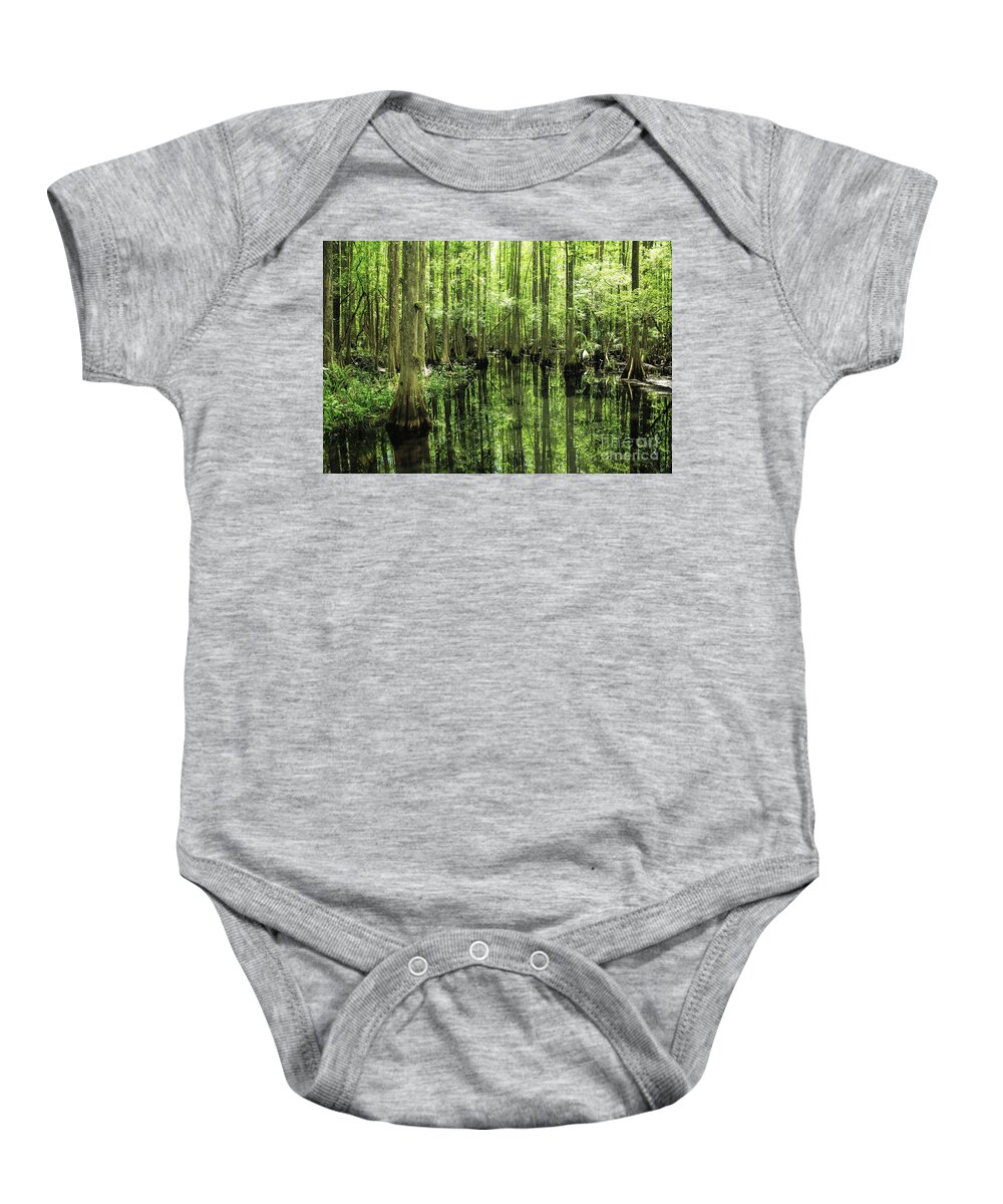 Cypress Swamp Reflections Baby Onesie featuring the photograph Cypress Swamp Reflections by Felix Lai