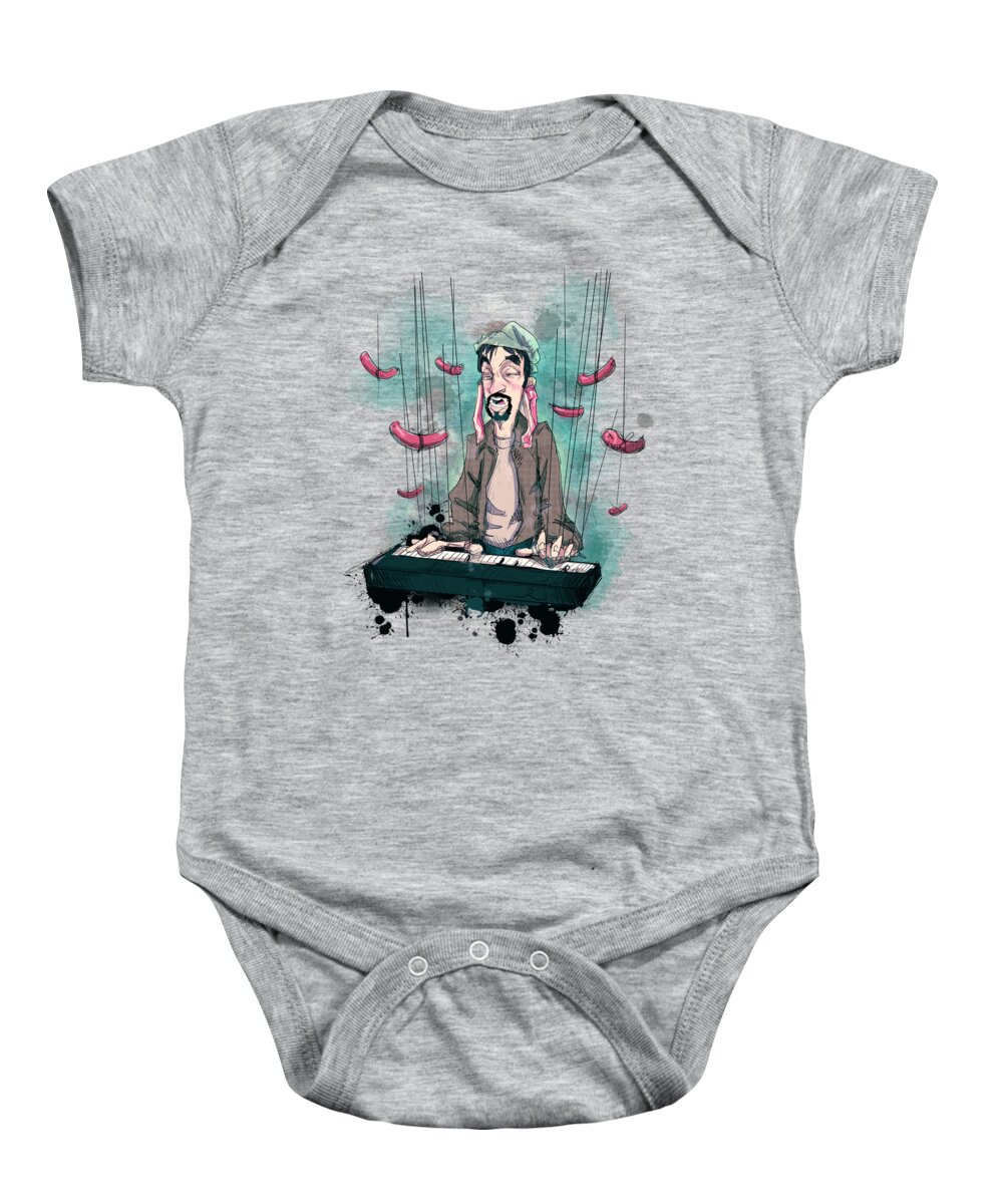 Tom Green Baby Onesie featuring the drawing Daddy Would You Like Some Sausage by Ludwig Van Bacon
